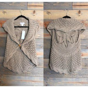 Mud Pie Open-Front Cable-Knit Sweater